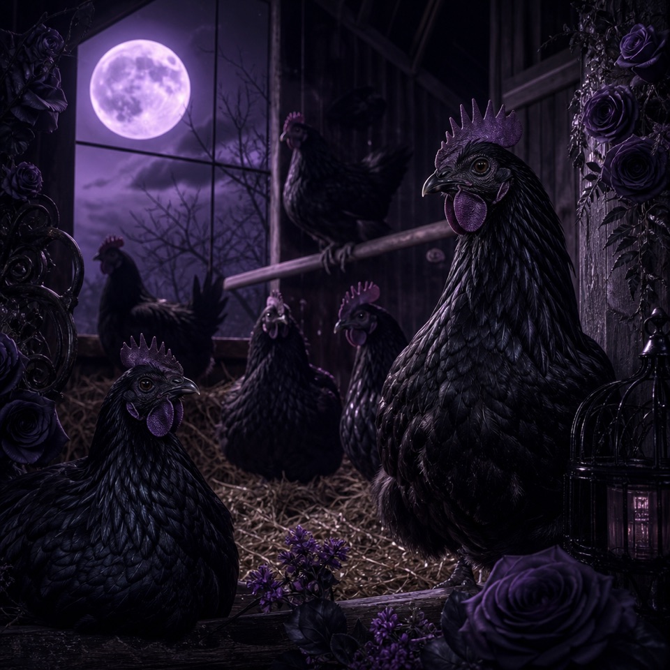Polish, Ayam Cemani and Silkie Chickens